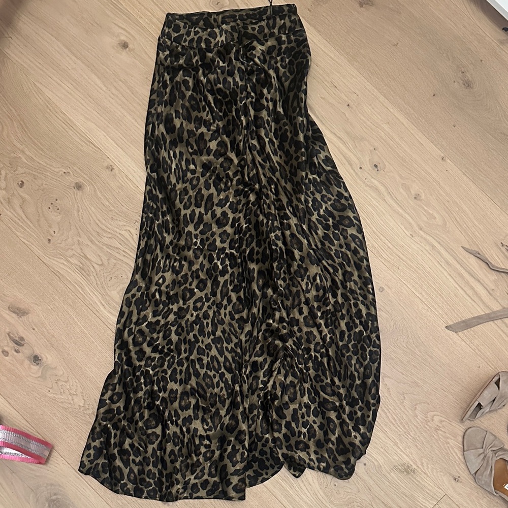 Zara Animal Print Maxi Skirt - Black and Brown
